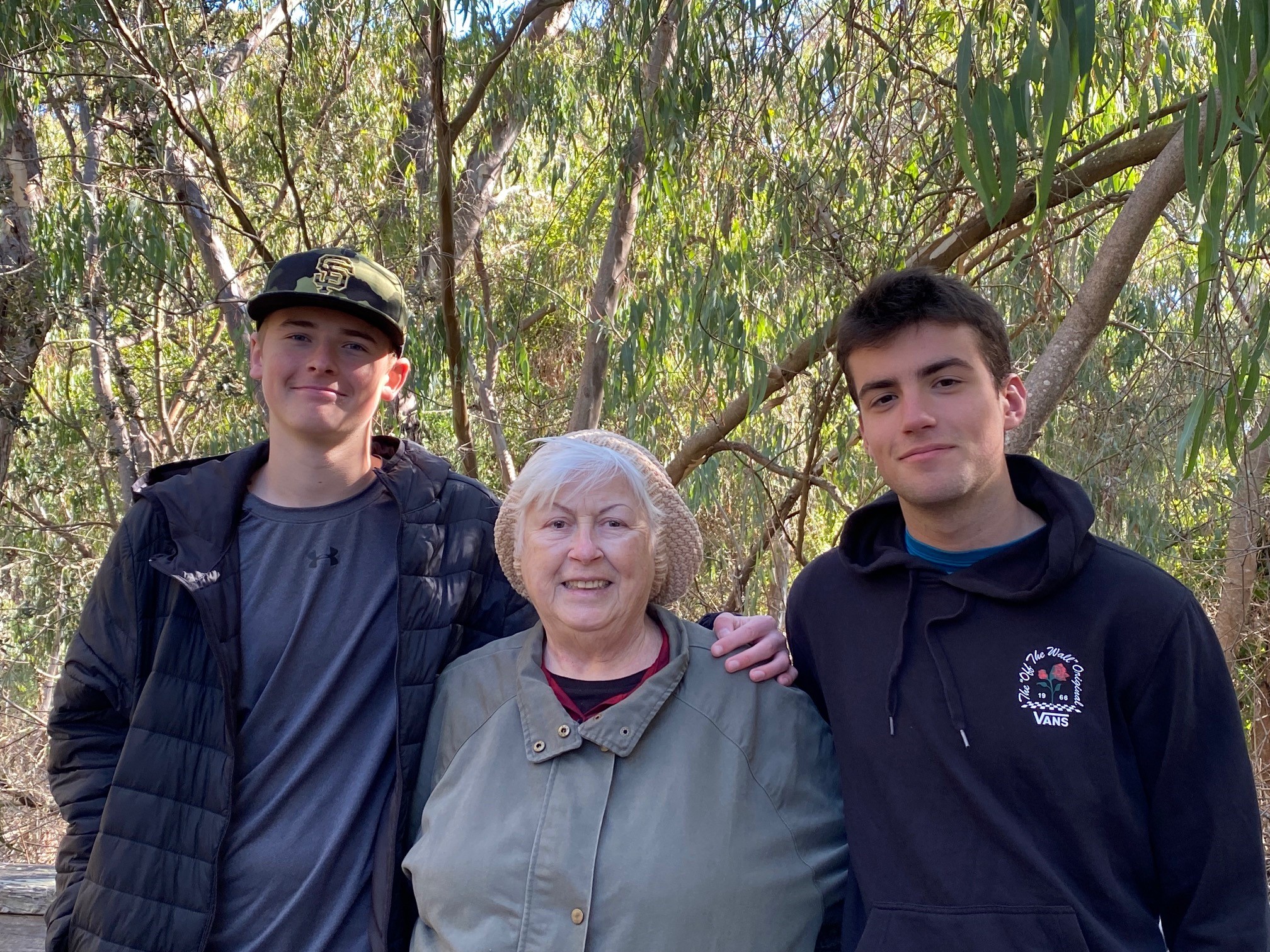 Devon and Jari take Grandma to the butterfly park in Santa Cruz